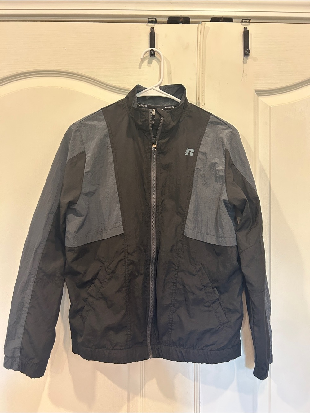 Russell Athletic Black and Gray Kids Windbreaker Jacket